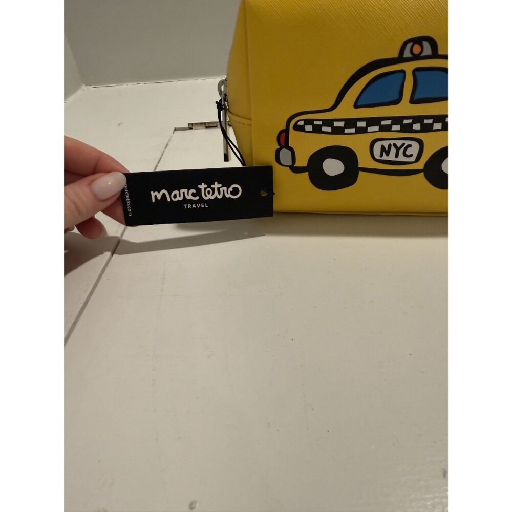 NWT Marc Tetro NYC Taxi Cosmetic Bag Pouch Yellow 7"x5"x3" [jb] - Picture 8 of 8